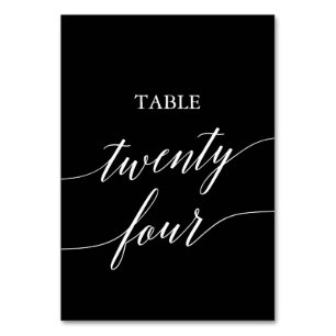 Elegant White on Black Table Twenty Four Table Number