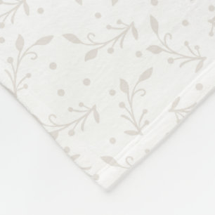Elegant White on White Christmas Holly Blanket
