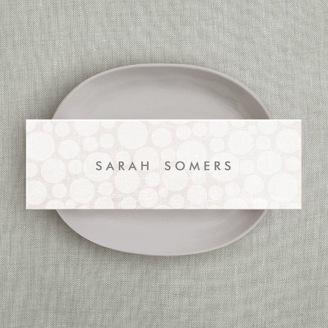 Elegant White on White Subtle Circle Pattern 2 Mini Business Card (Creator Uploaded)