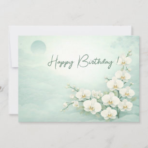 Elegant White Orchid Birthday Card