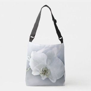 Elegant White Orchid Botanical Art Crossbody Bag