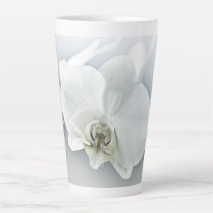 Elegant White Orchid Botanical Art Latte Mug