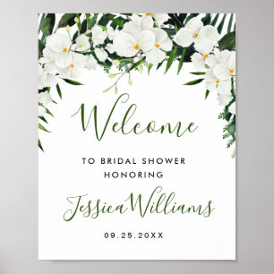 Elegant White Orchid BRIDAL SHOWER Welcome Sign