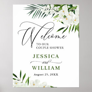 Elegant White Orchid COUPLE SHOWER Welcome Sign