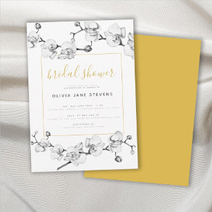 Elegant White Orchid Dream Floral Bridal Shower Invitation
