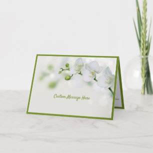 Elegant White Orchid Flowers Green Buds Romantic Card