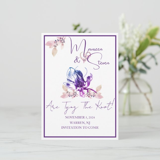 Elegant White Orchid Save The Date Wedding Card (Standing Front)
