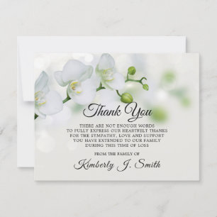 Elegant White Orchid Thank You Cards After Funeral