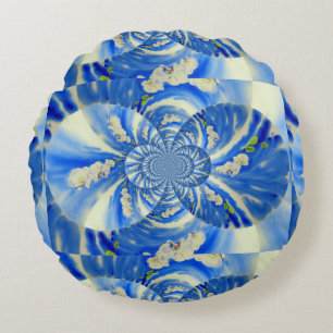 Elegant white orchid watercolor painting round cushion