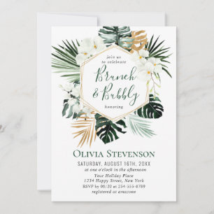 Elegant White Orchids Bohemian BRIDAL SHOWER Invitation