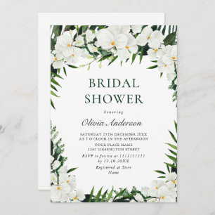 Elegant White Orchids Bohemian BRIDAL SHOWER  Invitation