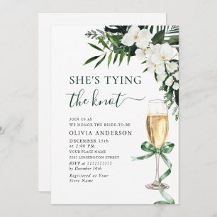 Elegant White Orchids Bohemian Bridal Shower Invitation