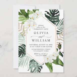 Elegant White Orchids Bohemian ENGAGEMENT PARTY  Invitation