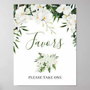 Elegant White Orchids Bohemian Favours Wedding Sig Poster