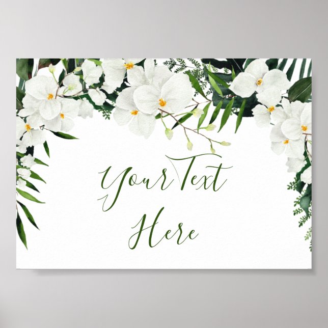 Elegant White Orchids Bohemian Floral Custom Sign (Front)