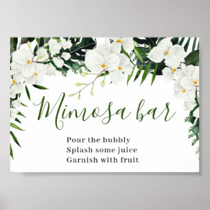 Elegant White Orchids Bohemian Mimosa Bar Sign