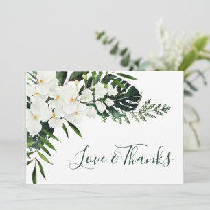 Elegant White Orchids Bohemian Wedding Floral Thank You Card