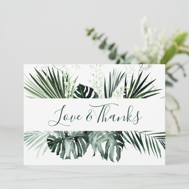 Elegant White Orchids Bohemian Wedding Floral Thank You Card (Standing Front)