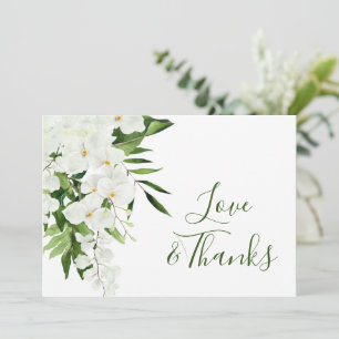 Elegant White Orchids Bohemian Wedding Floral Thank You Card