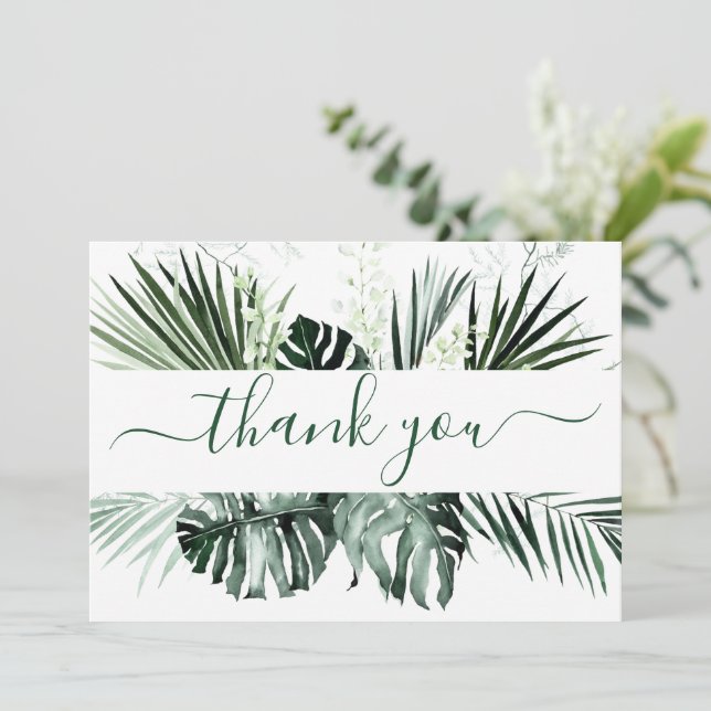 Elegant White Orchids Bohemian Wedding Floral Thank You Card (Standing Front)