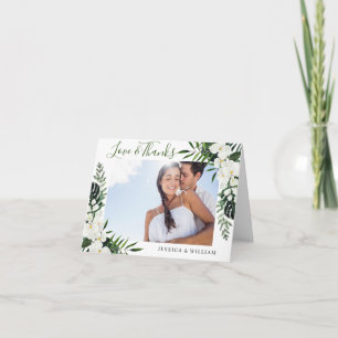 Elegant White Orchids Bohemian Wedding PHOTO Thank You Card