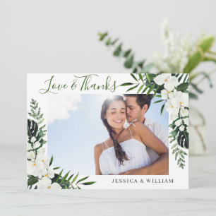 Elegant White Orchids Bohemian Wedding PHOTO Thank You Card