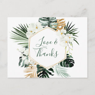 Elegant White Orchids Bohemian Wedding Thank You Postcard