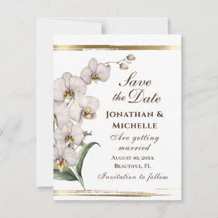 Elegant White Orchids Gold Frame Christian Save The Date