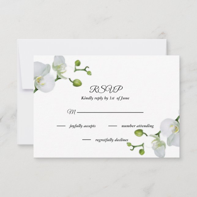 Elegant white orchids   RSVP card (Front)