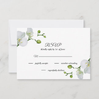 Elegant white orchids RSVP card