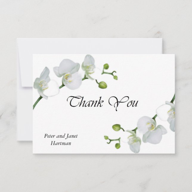 Elegant white orchids   thank you card (Front)