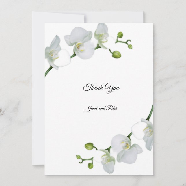 Elegant white orchids   thank you card (Front)