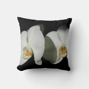 Elegant White Orchids, tropical floral photo Cushion