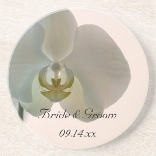 Elegant White Orchids Wedding Coaster