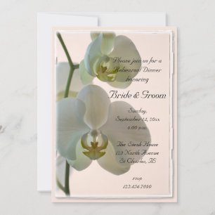 Elegant White Orchids Wedding Rehearsal Dinner Invitation