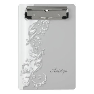 Elegant White Ornate Design Mini Clipboard