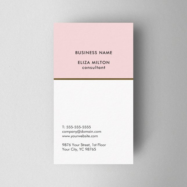 Elegant White Pale Pink Copper Line Consultant Business Card (Creator Uploaded)
