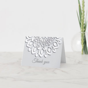 Elegant White Paper Cut Mandala Thank You Card