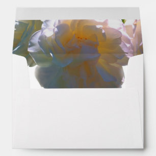 Elegant white peach florals white roses envelope