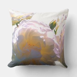 Elegant white peach orange blush roses cushion