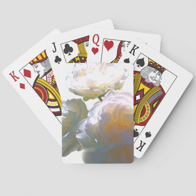 Elegant white peach orange blush roses playing cards (Back)