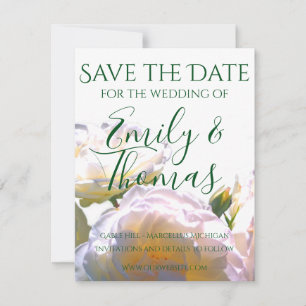 Elegant white peach orange blush roses save the date