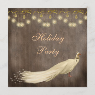 Elegant White Peacock Corporate Christmas Party Invitation