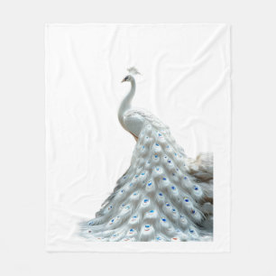 Elegant White Peacock Throw Blanket