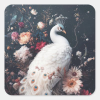 Elegant White Peacock with Teal Eyespot Feathers