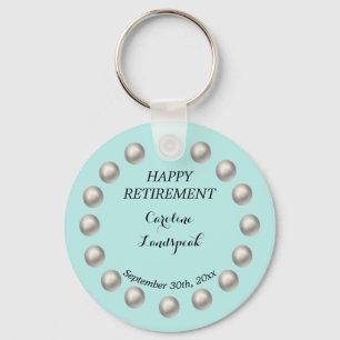 Elegant White Pearls for Happy Retirement Key Ring