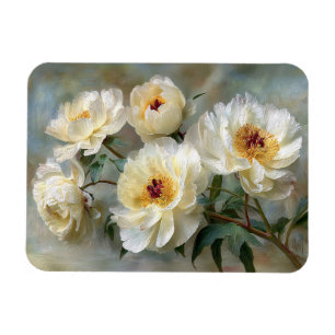 Elegant White Peonies in Bloom Flexible Magnet