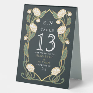 Elegant White Peony Art Nouveau Floral Wedding