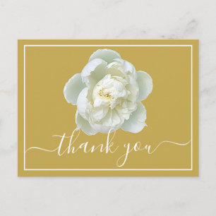Elegant White Peony Botanical Colourful Thank You Postcard