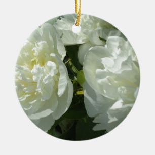Elegant white peony floral white flower photo ceramic tree decoration